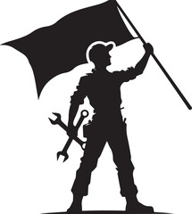 Bold in black Labor Silhouette vector for Labor Day.