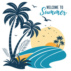 SUMMER TIME. summer vacation, banner and poster template design
