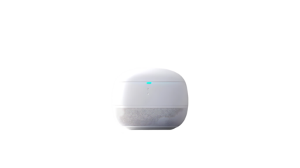 Modern smart home speaker with glowing indicator light displayed