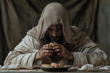 The Last Supper, Jesus breaks the bread