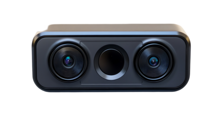 Close up shows dual camera system with central sensor