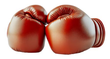 Boxing gloves ready for fighting on transparent background