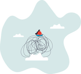 Stress management, meditation or relaxation to reduce anxiety,character for design