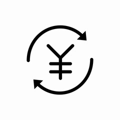 Yen transaction arrows icon vector sign