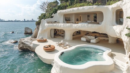 Futuristic Oceanfront Retreat with Smart Home Features and Inspiring Design Elements