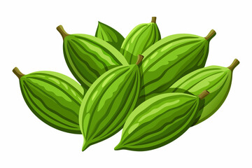 Obraz premium High-Resolution Macro Photo of Green Cardamom Pods – Aromatic Indian Spice Isolated on White.