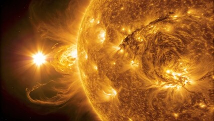 The sun's surface reveals a magnificent solar flare
