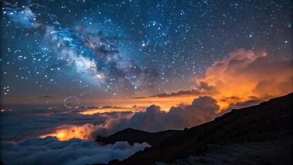 Fototapeta premium a breathtaking night sky filled with stars above the clouds
