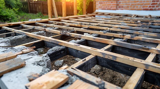 Terrace renovation featuring wooden wpc decking and substructure for a stunning garden upgrade