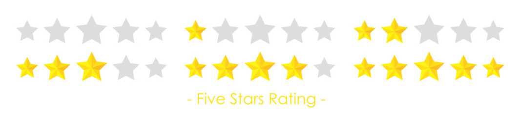 Five stars rating set icon, vector illustration