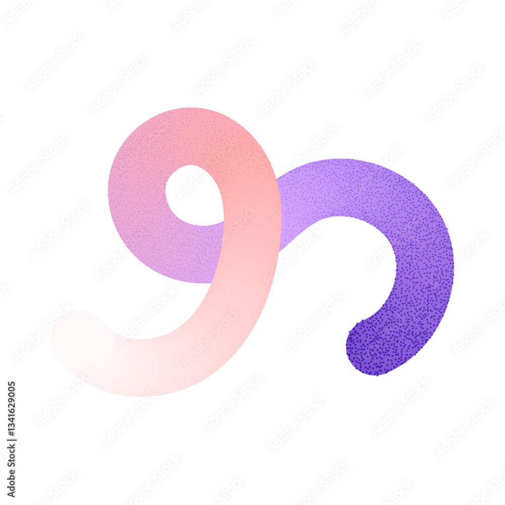 Poster abstract wavy gradient lines with fluid ribbon shapes, colorful squiggle pattern, geometric doodle e