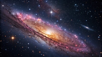 Spectacular view of a spiral galaxy showcasing stars, nebula, and vast cosmic elements. A breathtaking display of celestial beauty in a dark, star-studded canvas
