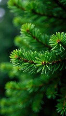 Long dense needles of the Weymouth pine tree form lush greenery, foliage, leaves