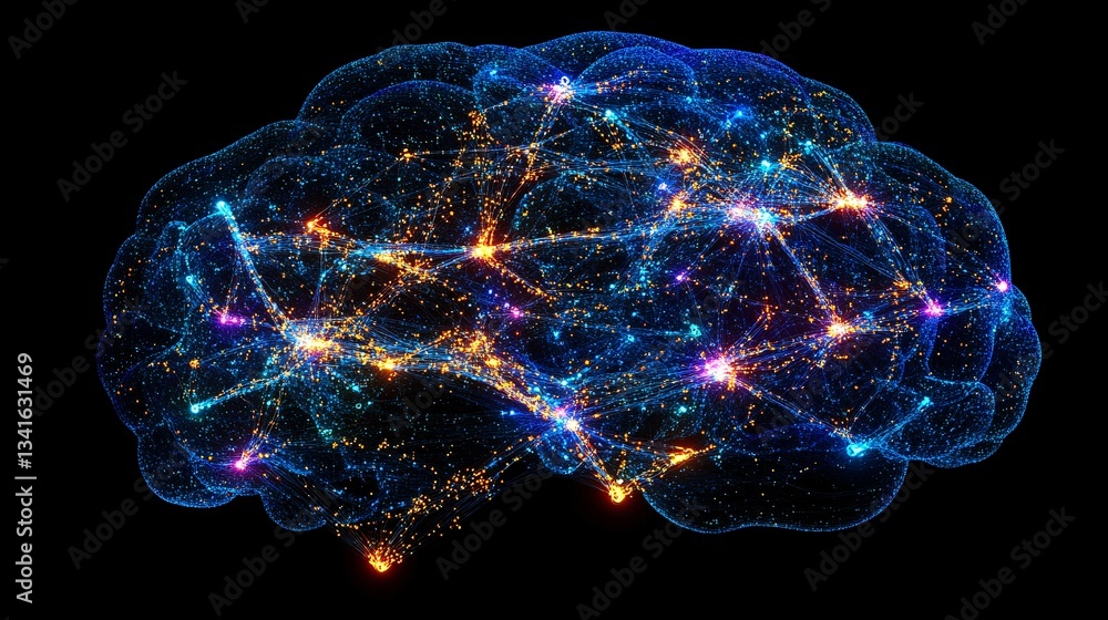 Poster vibrant neural networks highlighting ai and human cognitive processes