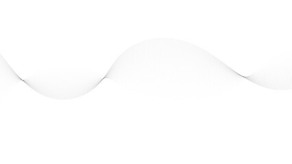 Flowing wave dot particles halftone pattern black gradient curve shape isolated on transparent background. Digital future technology concept, science, banner, business, music. Vector illustration.