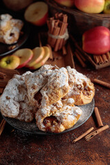 Homemade mini apple strudels with apples and cinnamon.