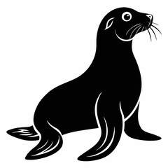 Black Sea Lion Silhouette Illustration