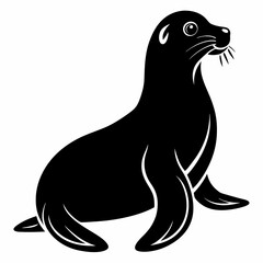 Black Sea Lion Silhouette Illustration