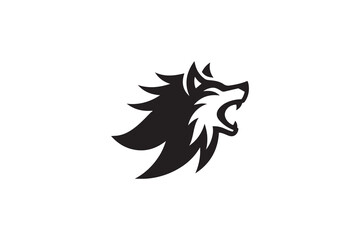 black and white color angry wolf icon vector silhouette illustration 