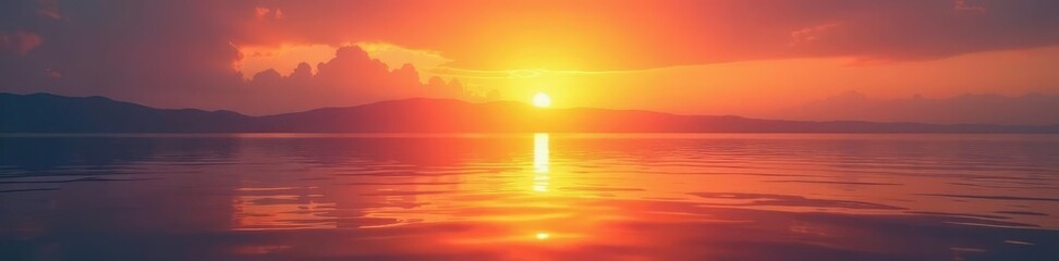 Fototapeta premium Softly glowing sunset casting a warm light on the water, water, gentle glow