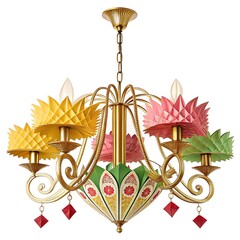 Creativity Chandelier with Accurate Origami Design – Isolated on White Background