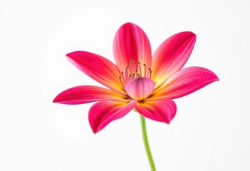 Naklejka premium A single vibrant bloom, petals unfurled, set against a pure white backdrop, illustration, flowering plant