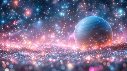 Vibrant Cosmic Scene Featuring Saturn Against a Glittering Starry Background