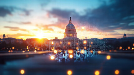 Fototapeta premium stunning sunset over united states capitol building reflects global economy pulse