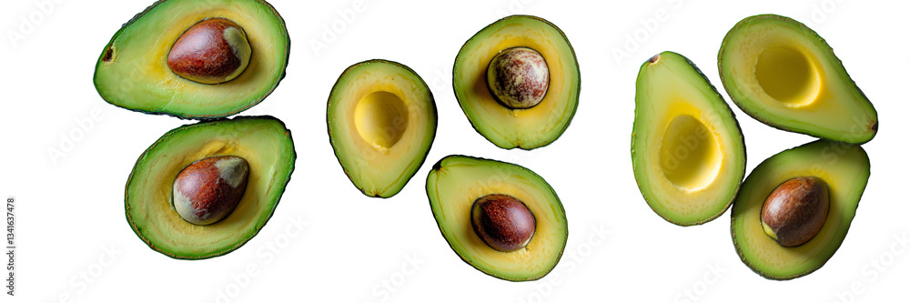 Aufkleber on a transparent background, isolated avocado halves have been generated using stock