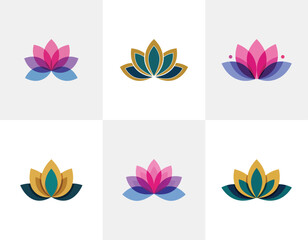 Elegant Lotus Flower Logo Design Set – Wellness, Spa, and Beauty Branding Elements