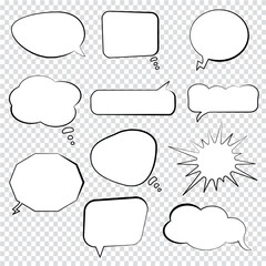Set of comic speech bubbles. Dialog boxes vector illustration