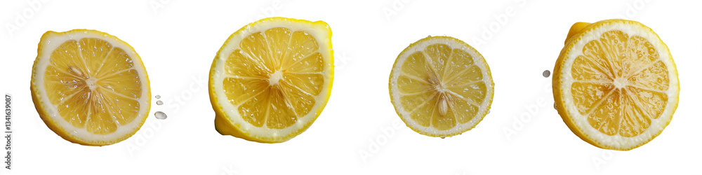 Poster An image of a fresh lemon slice, isolated on a transparent background, has been created using Generative Ai