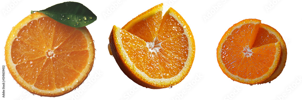 Aufkleber Generative Ai has created an image of a fresh orange slice isolated on a transparent background