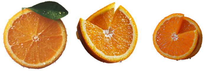 Generative Ai has created an image of a fresh orange slice isolated on a transparent background