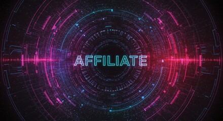 Obraz premium Affiliate Hub: A digital art piece showcasing the word 