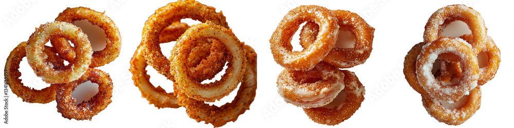 Poster fried onion ring on transparent background, an image generated by generative ai