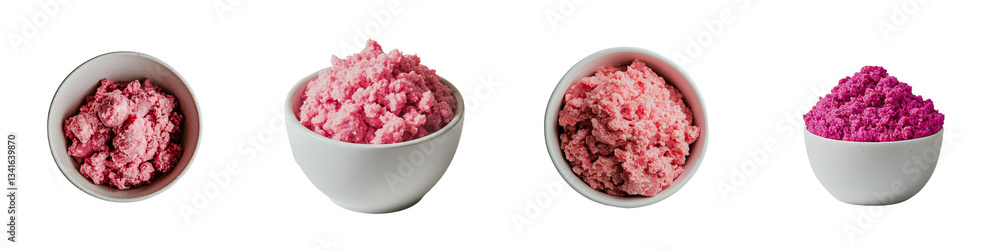 Poster On a transparent background a white bowl of minced meat is isolated and the image was generated by Ai