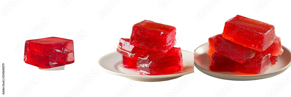 Poster Generative Ai created an image of red jelly in a white plate isolated on a transparent background