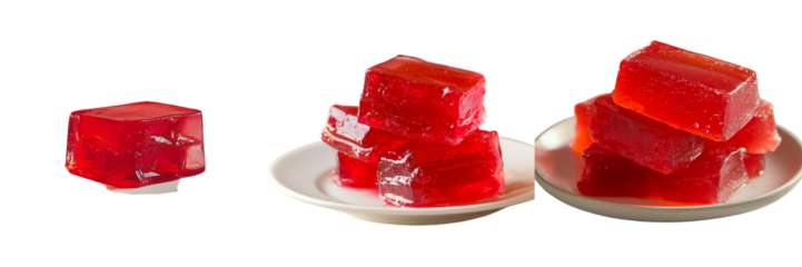 Generative Ai created an image of red jelly in a white plate isolated on a transparent background
