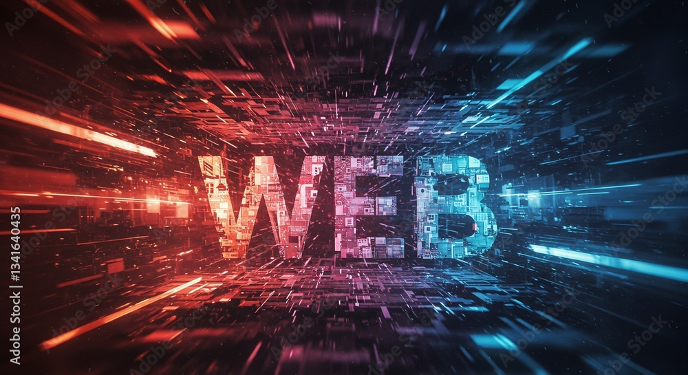 Poster digital web: dynamic, digitally rendered artwork illuminates the word 