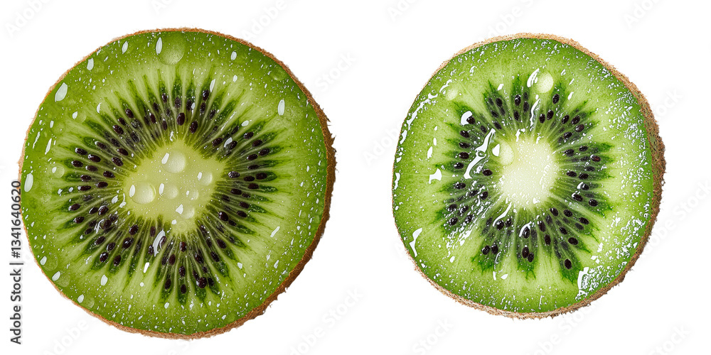 Poster On a transparent background, an isolated slice of kiwi is shown, a creation of Generative Ai