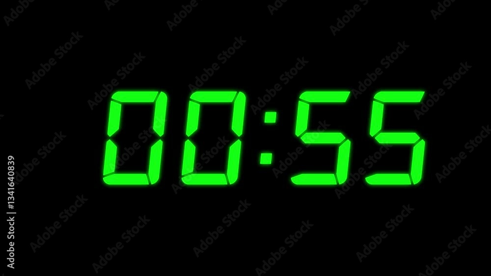 Poster workout fitness countdown animation timer. 1 minute timer countdown on digital clock , 60 seconds 4k