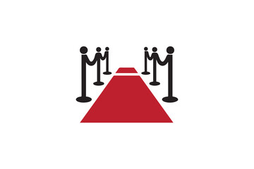 black and white color red carpet icon vector silhouette illustration 