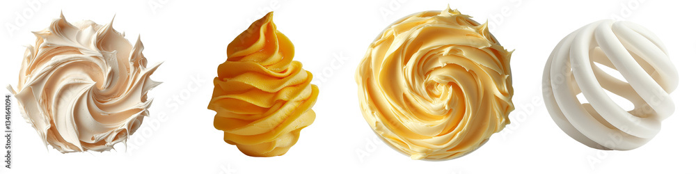 Poster Isolated on a transparent background is a tasty butter curl, the product of Generative Ai