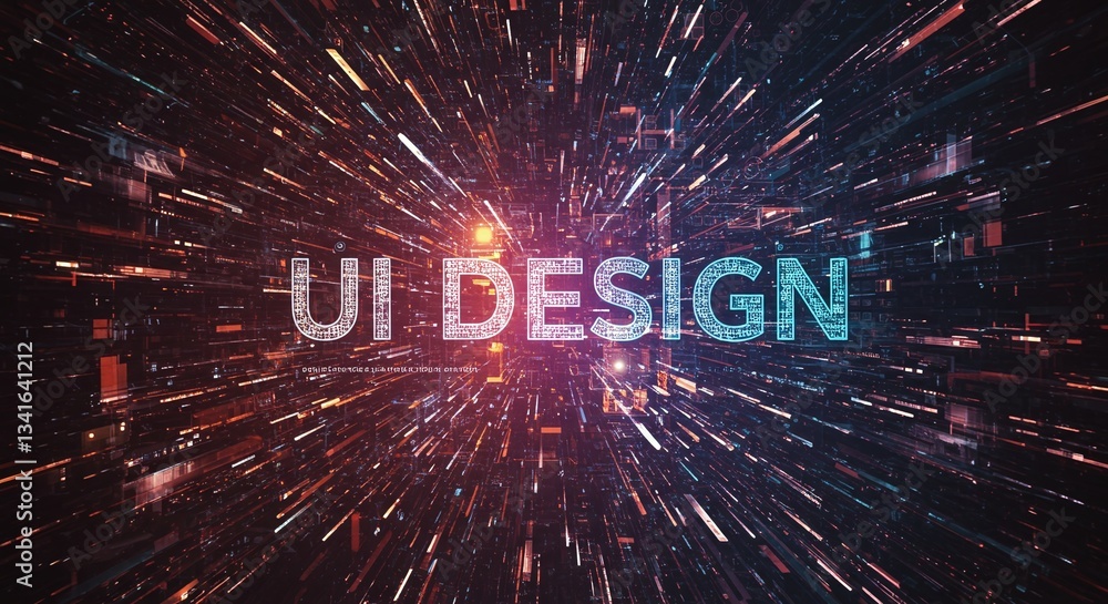 Poster ui design: futuristic digital abstract. a visually captivating image, perfect for ui design, website