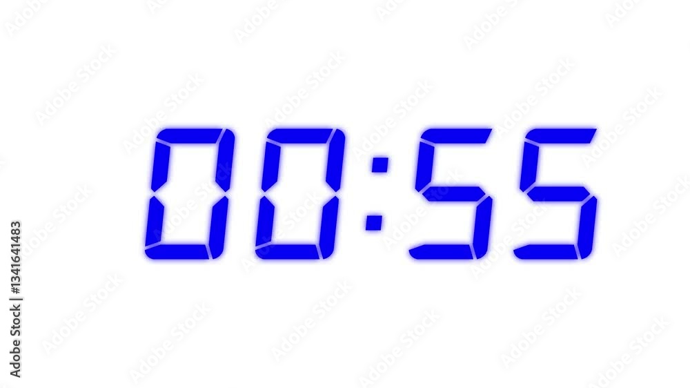 Poster workout fitness countdown animation timer. 1 minute timer countdown on digital clock , 60 seconds 4k