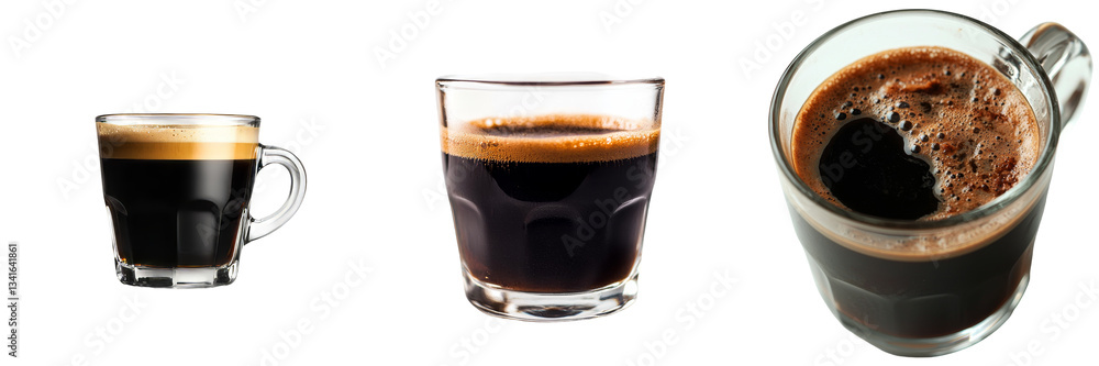Poster an image of coffee americano in a glass cup on a transparent background was generated by generative 
