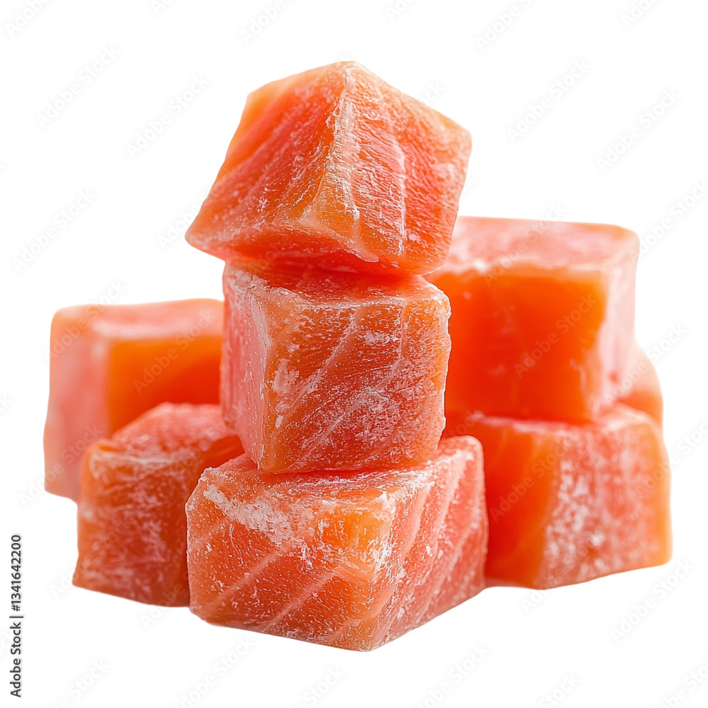 Leinwandbilder generative ai has generated an image of diced salmon set against a transparent background