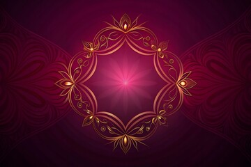 A Regal Golden Filigree Frame Adorns A Rich, Deep Crimson Backdrop, Radiating Elegance And Sophistication With A Soft, Glowing Center