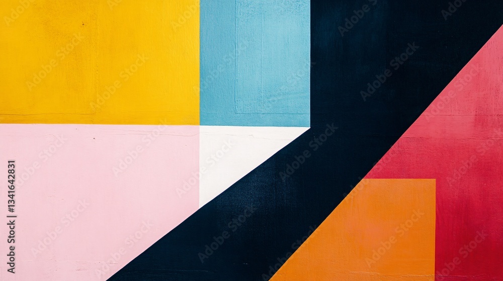 Poster striking geometric shapes creating a minimalist artwork with color
